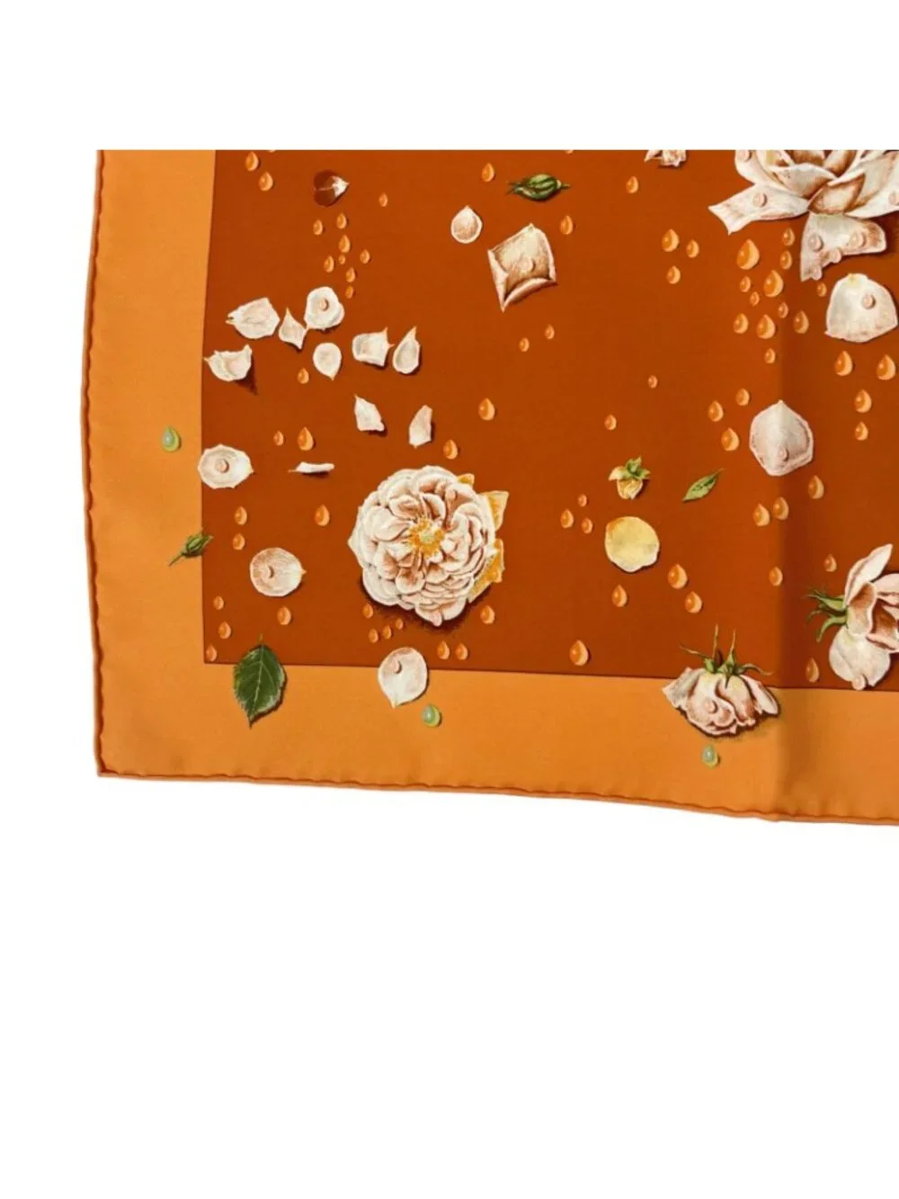 Hermes Scarf Silk la Rosee Anne Gavarni Rose Drops Orange - Picture 4 of 6